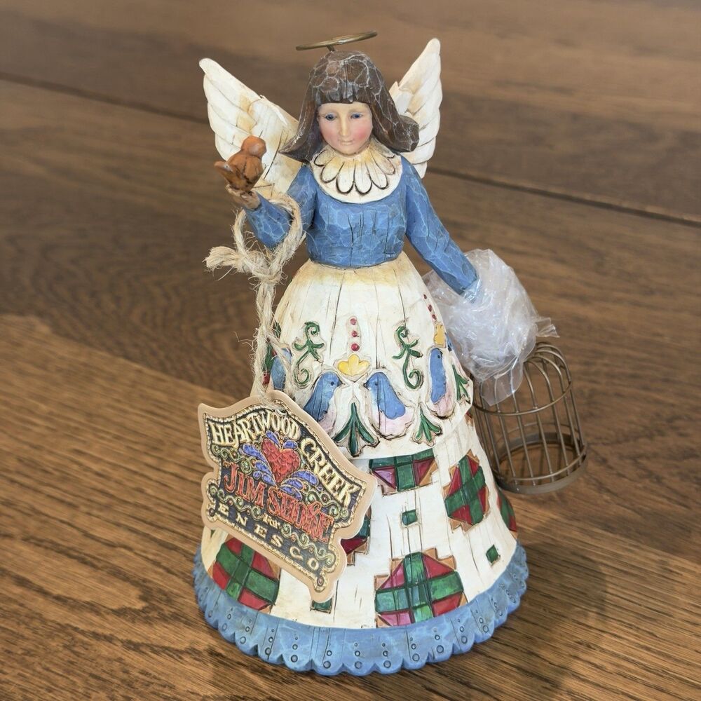 Jim Shore Heartwood Creek Angel With Bird Cage Figurine 2002 Retired 105168